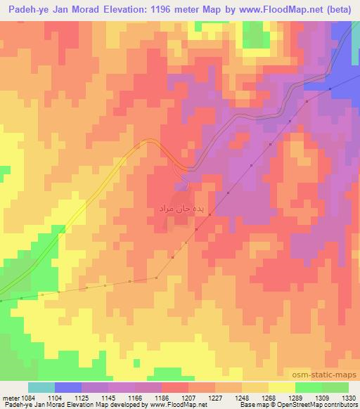 Padeh-ye Jan Morad,Iran Elevation Map