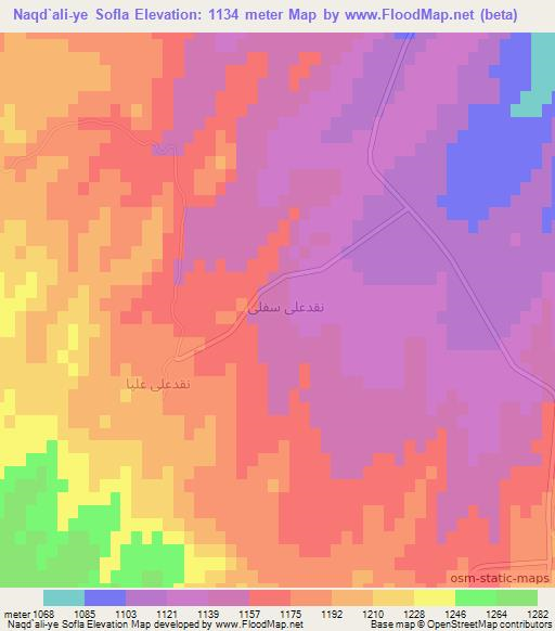 Naqd`ali-ye Sofla,Iran Elevation Map