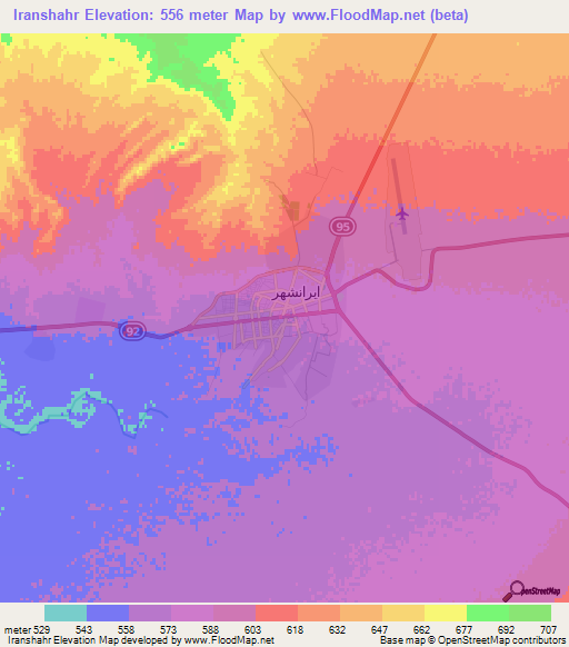 Iranshahr,Iran Elevation Map