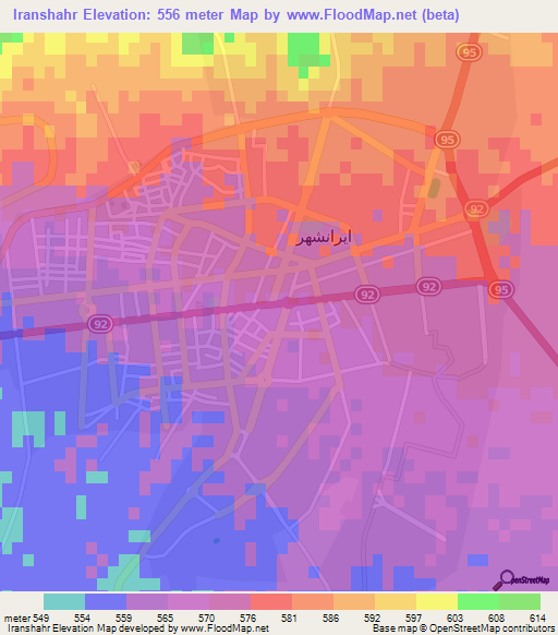 Iranshahr,Iran Elevation Map