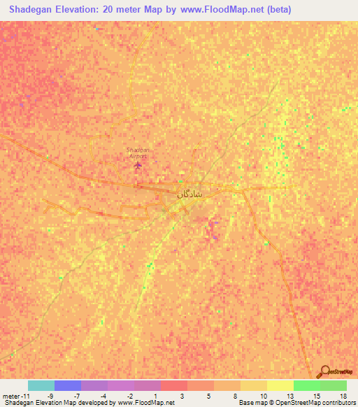 Shadegan,Iran Elevation Map
