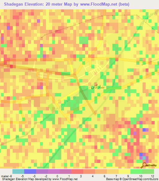Shadegan,Iran Elevation Map