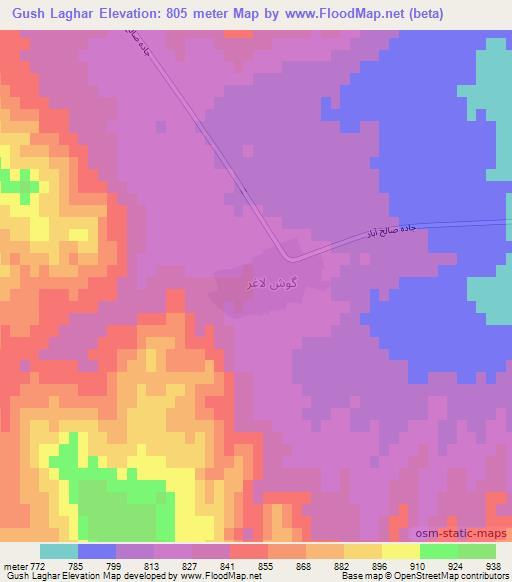 Gush Laghar,Iran Elevation Map