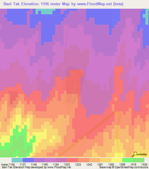 Bani Tak,Iran Elevation Map