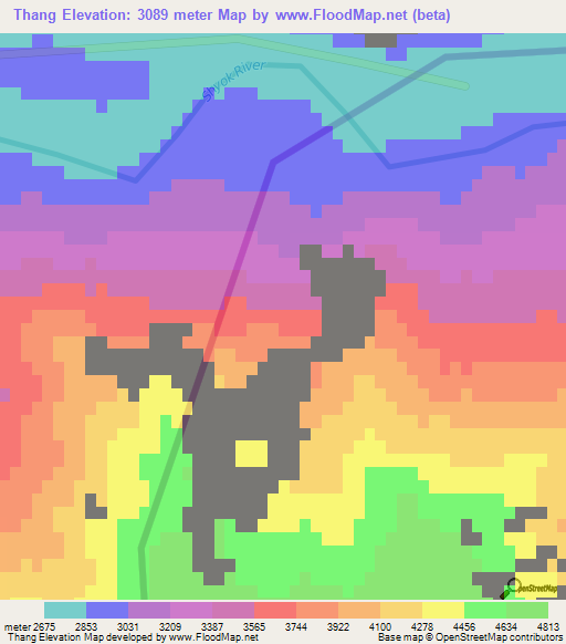 Thang,India Elevation Map
