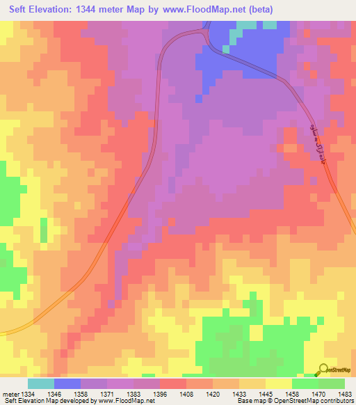 Seft,Iran Elevation Map