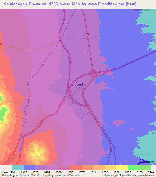 Salafchegan,Iran Elevation Map