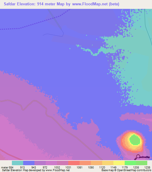 Safdar,Iran Elevation Map