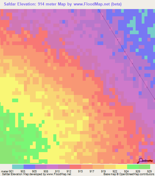 Safdar,Iran Elevation Map