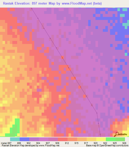 Rastak,Iran Elevation Map