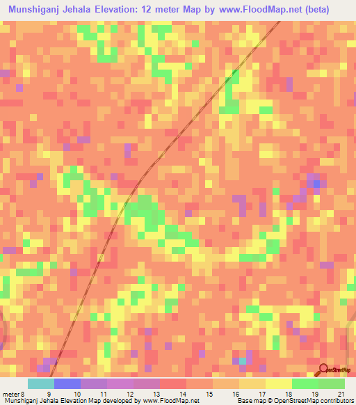 Munshiganj Jehala,Bangladesh Elevation Map