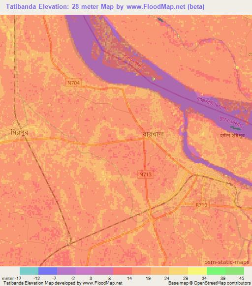 Tatibanda,Bangladesh Elevation Map