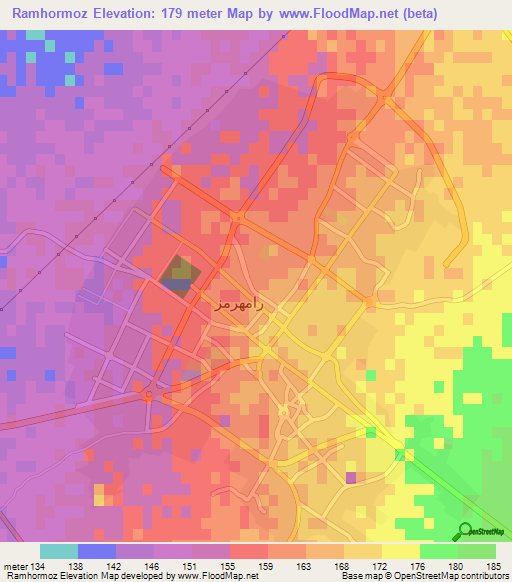 Ramhormoz,Iran Elevation Map