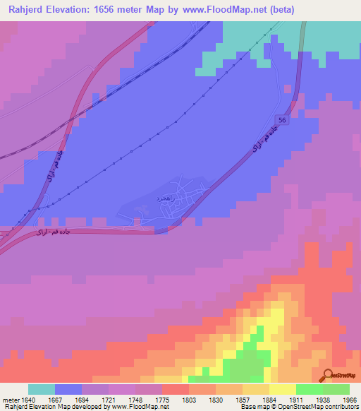 Rahjerd,Iran Elevation Map