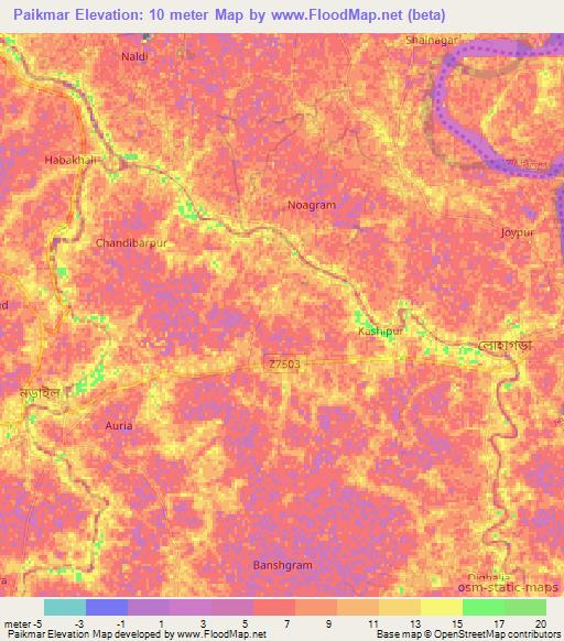 Paikmar,Bangladesh Elevation Map