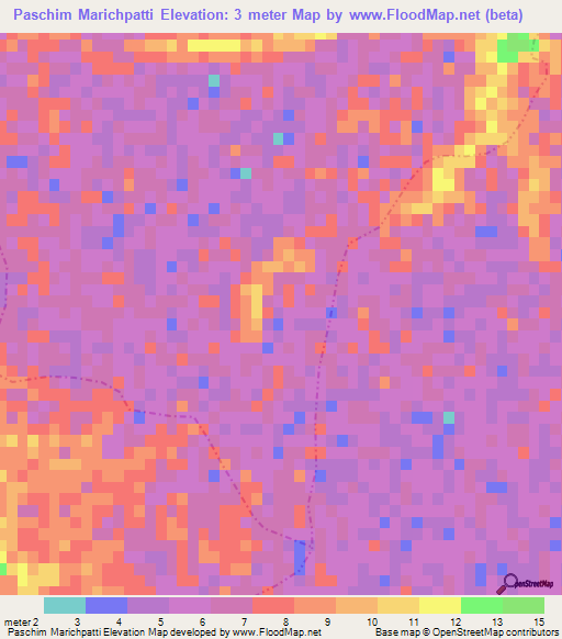Paschim Marichpatti,Bangladesh Elevation Map