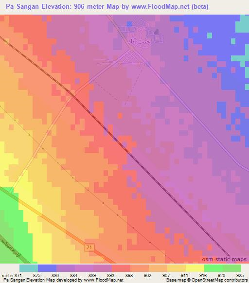 Pa Sangan,Iran Elevation Map