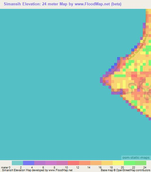 Simansih,Indonesia Elevation Map