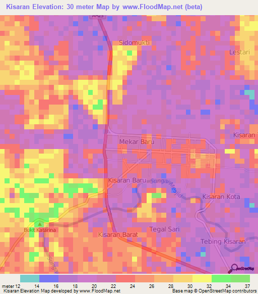 Kisaran,Indonesia Elevation Map