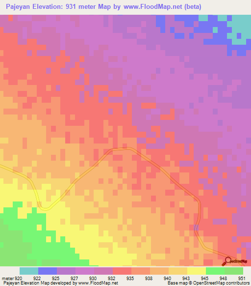 Pajeyan,Iran Elevation Map