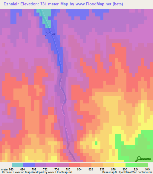 Dzhalair,Uzbekistan Elevation Map