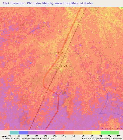 Olot,Uzbekistan Elevation Map