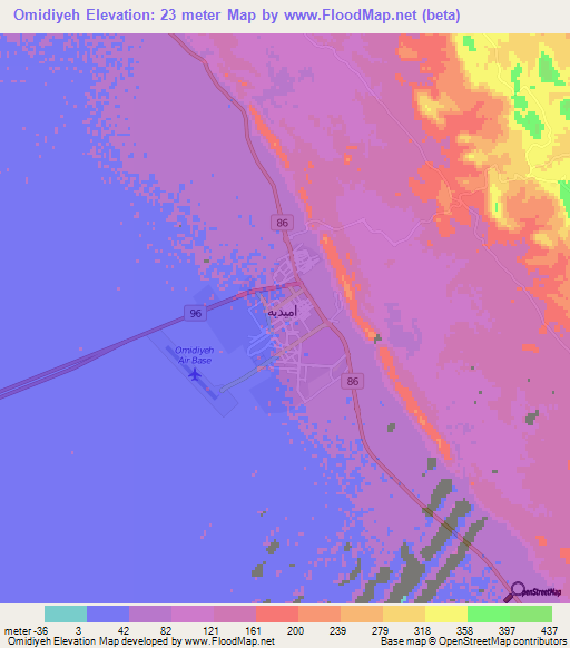 Omidiyeh,Iran Elevation Map