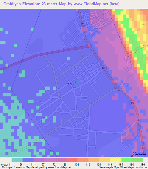 Omidiyeh,Iran Elevation Map