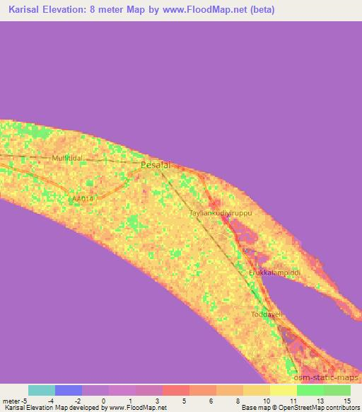Karisal,Sri Lanka Elevation Map