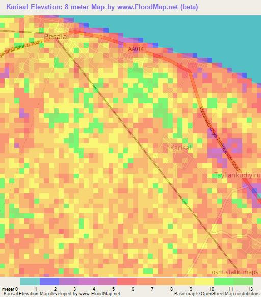 Karisal,Sri Lanka Elevation Map
