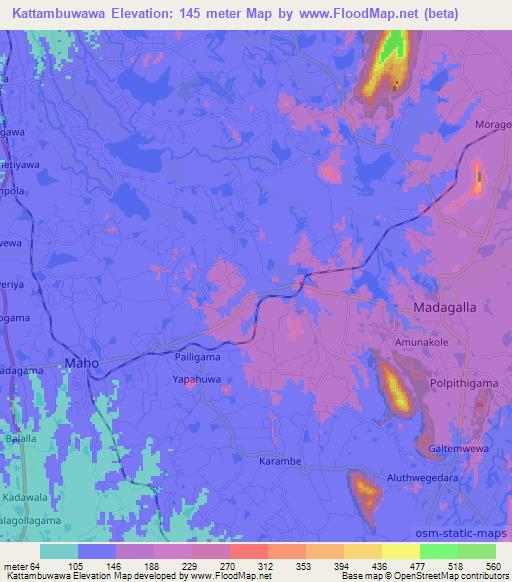 Kattambuwawa,Sri Lanka Elevation Map