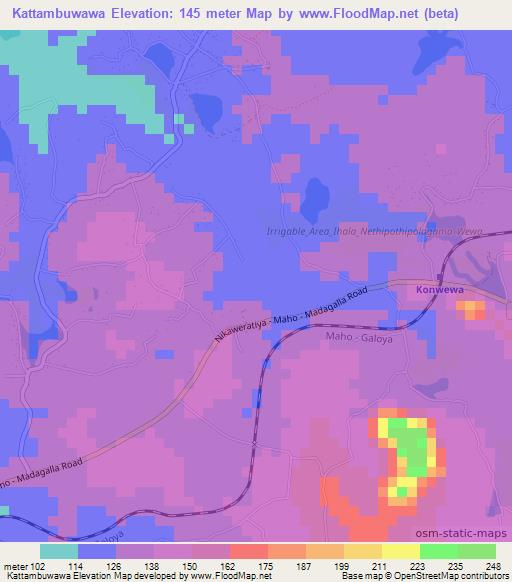 Kattambuwawa,Sri Lanka Elevation Map