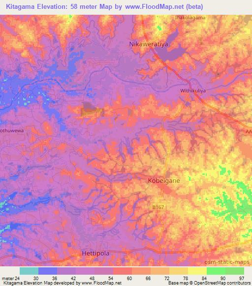Kitagama,Sri Lanka Elevation Map