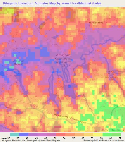 Kitagama,Sri Lanka Elevation Map