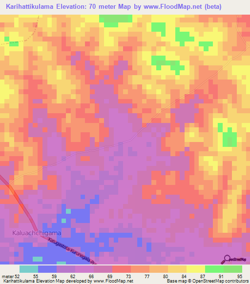 Karihattikulama,Sri Lanka Elevation Map
