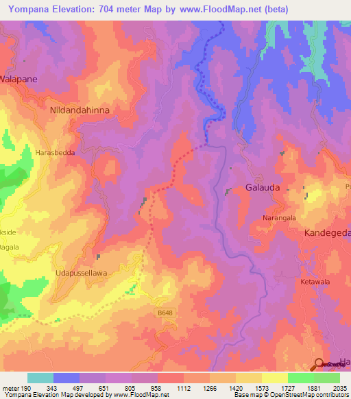 Yompana,Sri Lanka Elevation Map