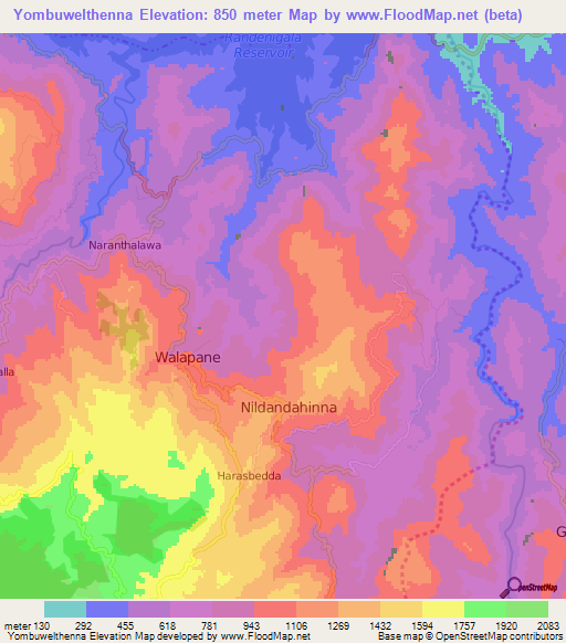 Yombuwelthenna,Sri Lanka Elevation Map