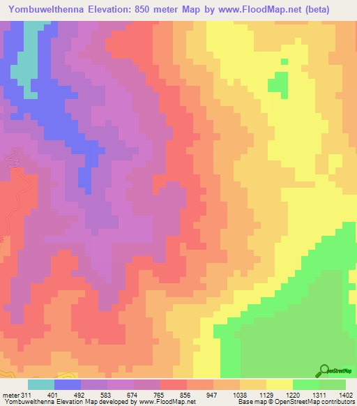 Yombuwelthenna,Sri Lanka Elevation Map