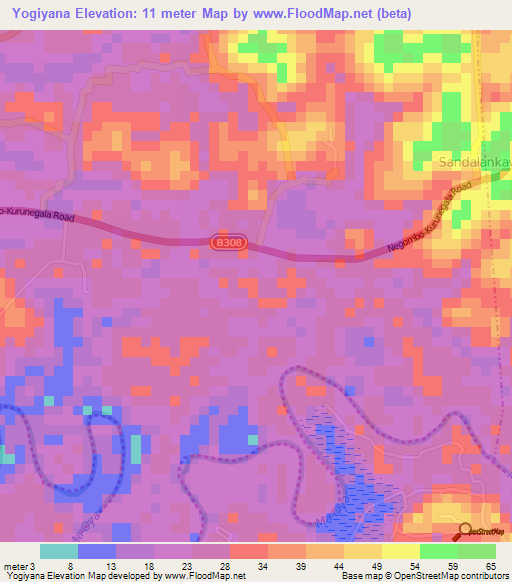 Yogiyana,Sri Lanka Elevation Map