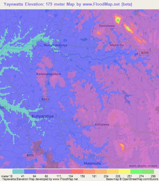 Yayewatta,Sri Lanka Elevation Map