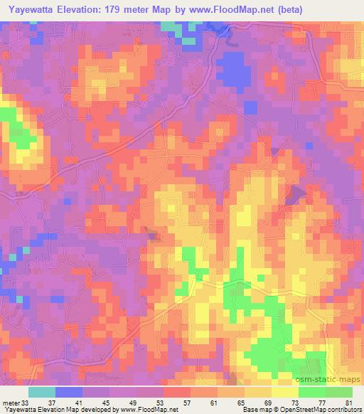 Yayewatta,Sri Lanka Elevation Map