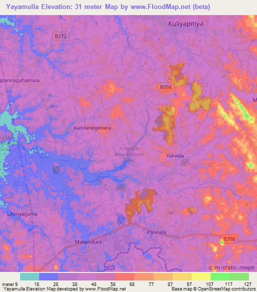 Yayamulla,Sri Lanka Elevation Map