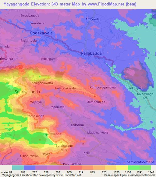 Yayagangoda,Sri Lanka Elevation Map