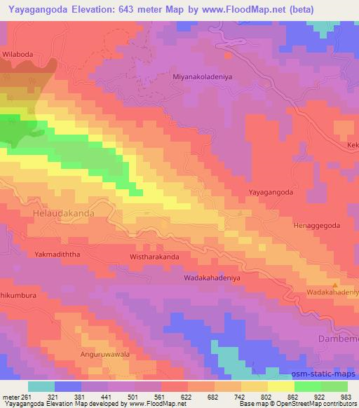 Yayagangoda,Sri Lanka Elevation Map