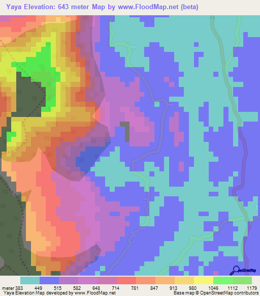Yaya,Sri Lanka Elevation Map