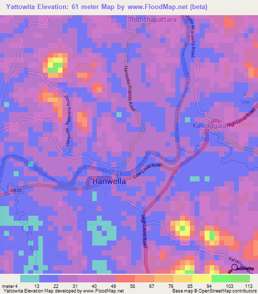 Yattowita,Sri Lanka Elevation Map
