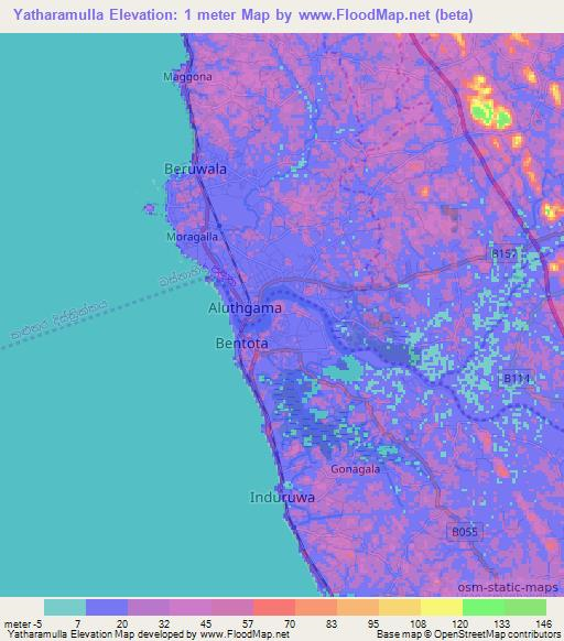 Yatharamulla,Sri Lanka Elevation Map