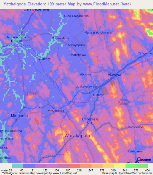 Yatthalgoda,Sri Lanka Elevation Map