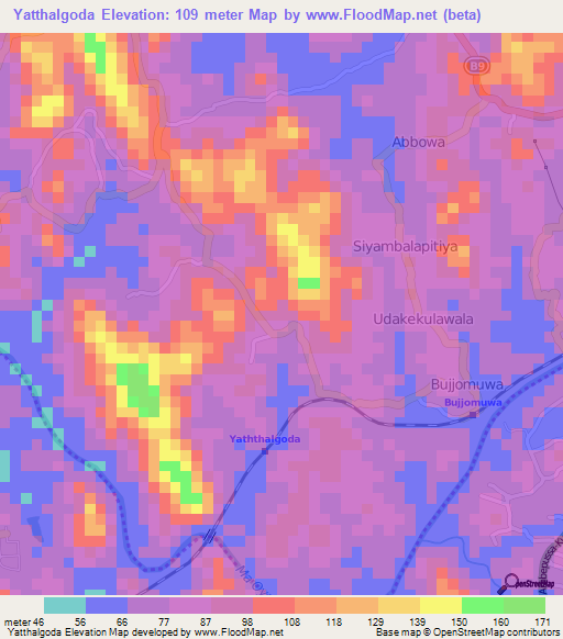 Yatthalgoda,Sri Lanka Elevation Map