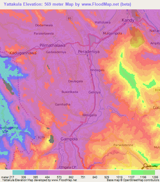 Yattakula,Sri Lanka Elevation Map